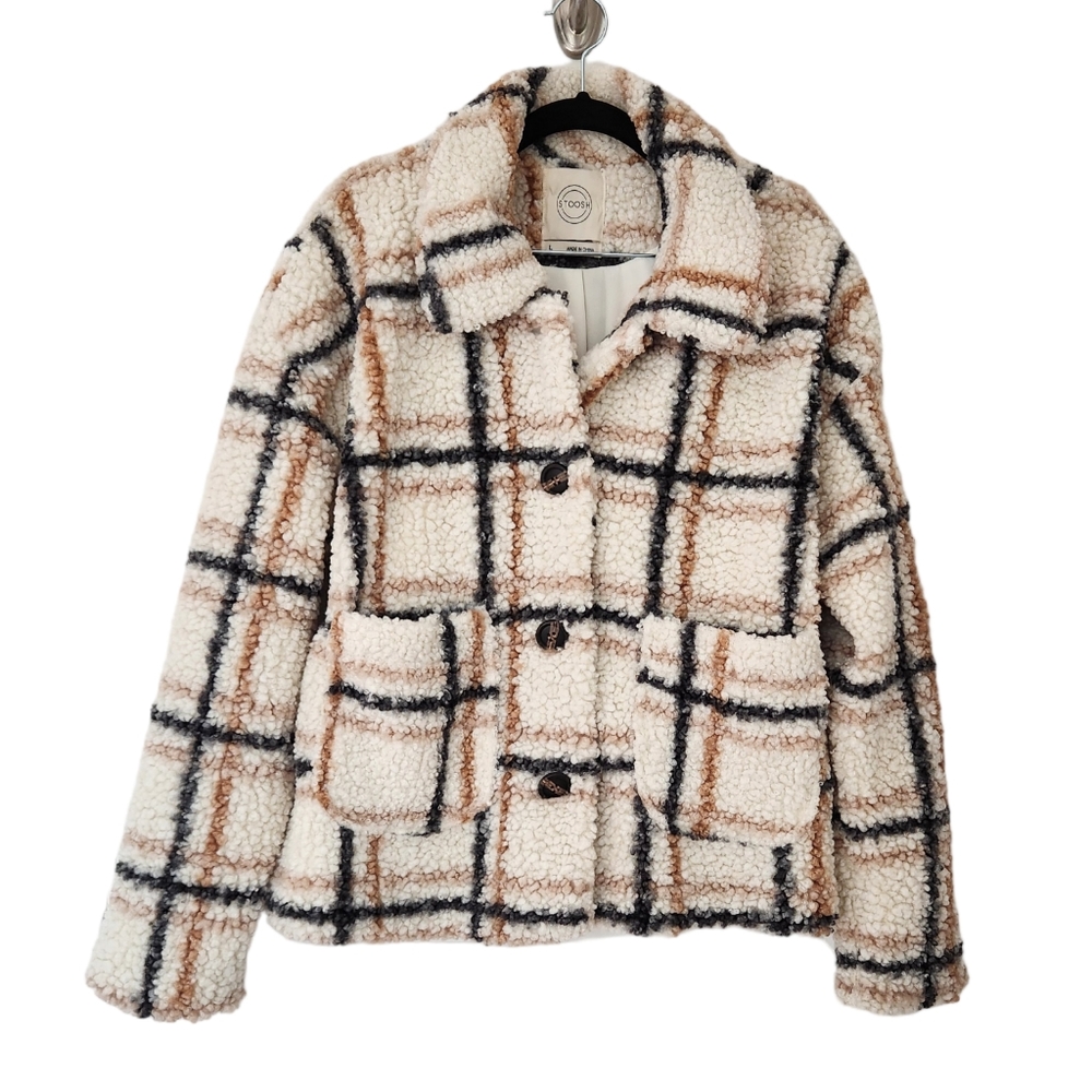 STOOSH Faux Shearling Teddy Cardigan  Large